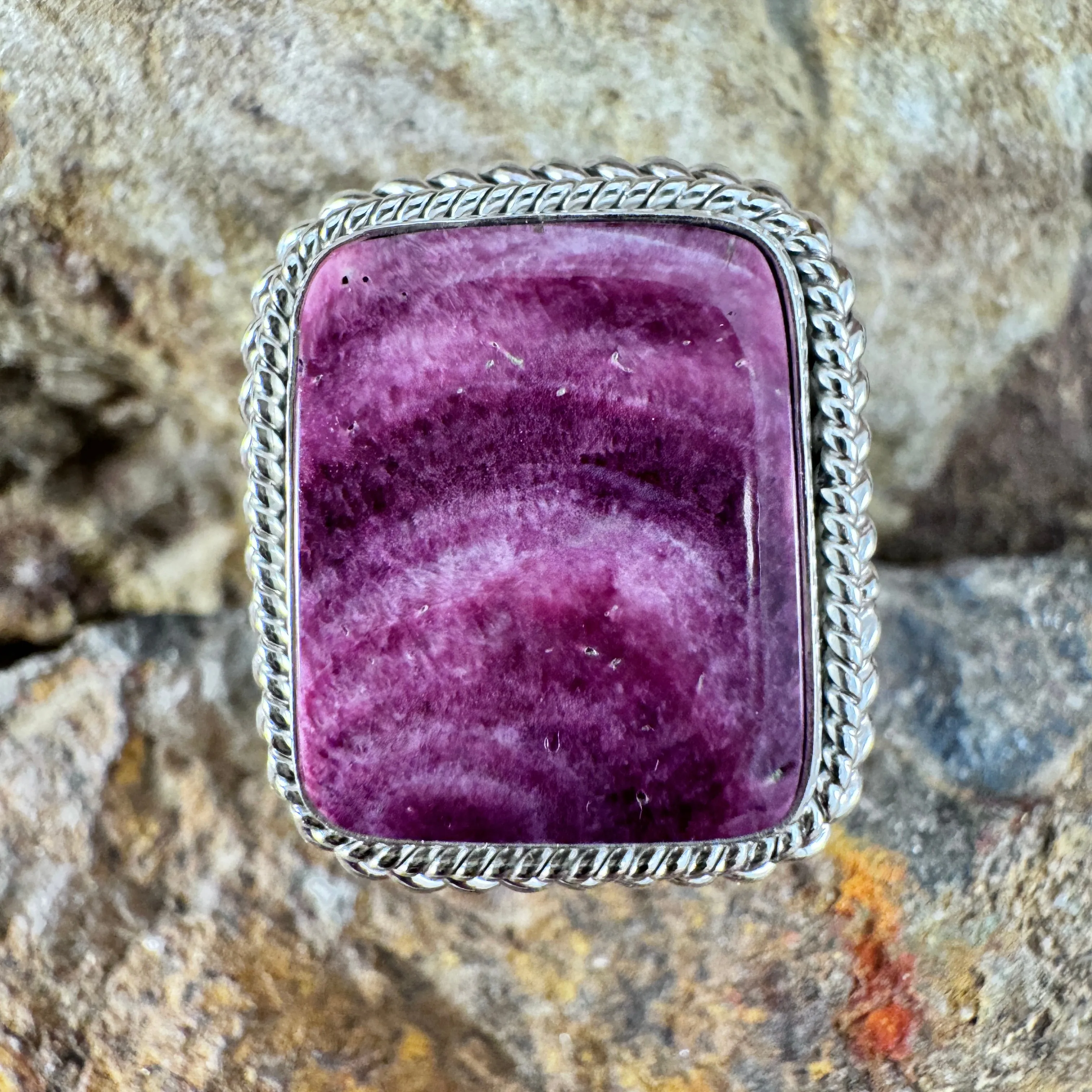Purple Spiny Oyster Sterling Silver Ring by Artie Yellowhorse