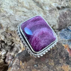 Purple Spiny Oyster Sterling Silver Ring by Artie Yellowhorse
