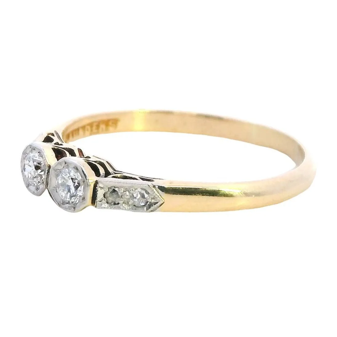 "Elegant Radiance: 18ct Yellow Gold and Platinum Diamond Ring"