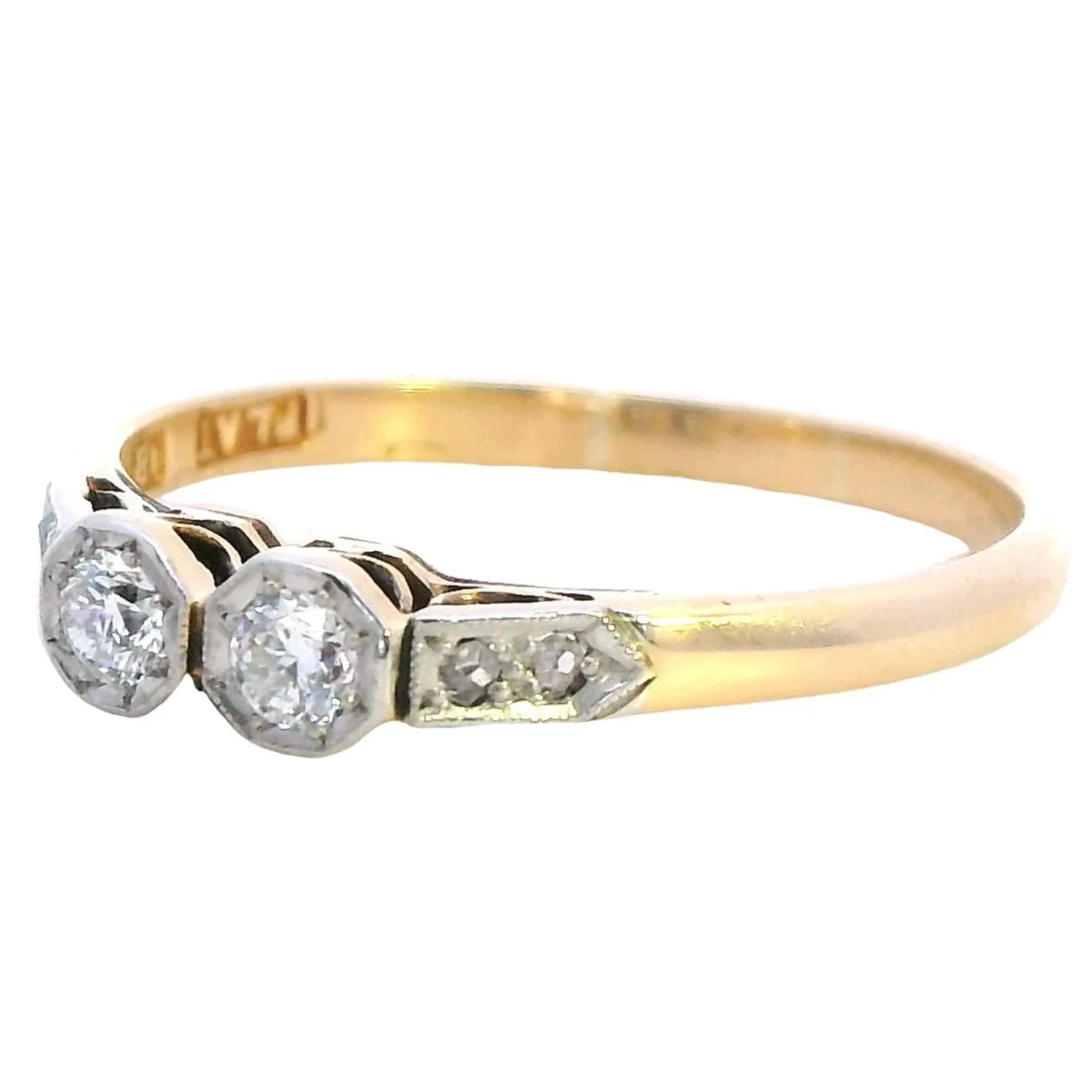 "Elegant Radiance: 18ct Yellow Gold and Platinum Diamond Ring"