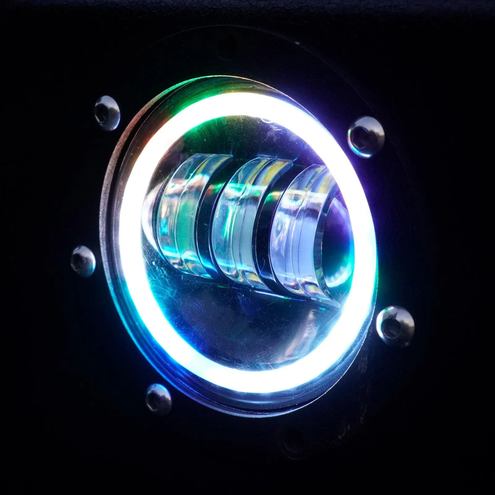 RGB 7 Inch Headlight   4 Inch Fog Light Combo for Jeep Wrangler JK TJ LJ CJ 1997-2018, Bluetooth Multi-color