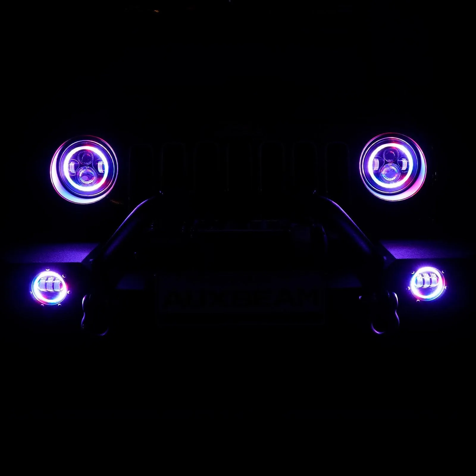 RGB 7 Inch Headlight   4 Inch Fog Light Combo for Jeep Wrangler JK TJ LJ CJ 1997-2018, Bluetooth Multi-color