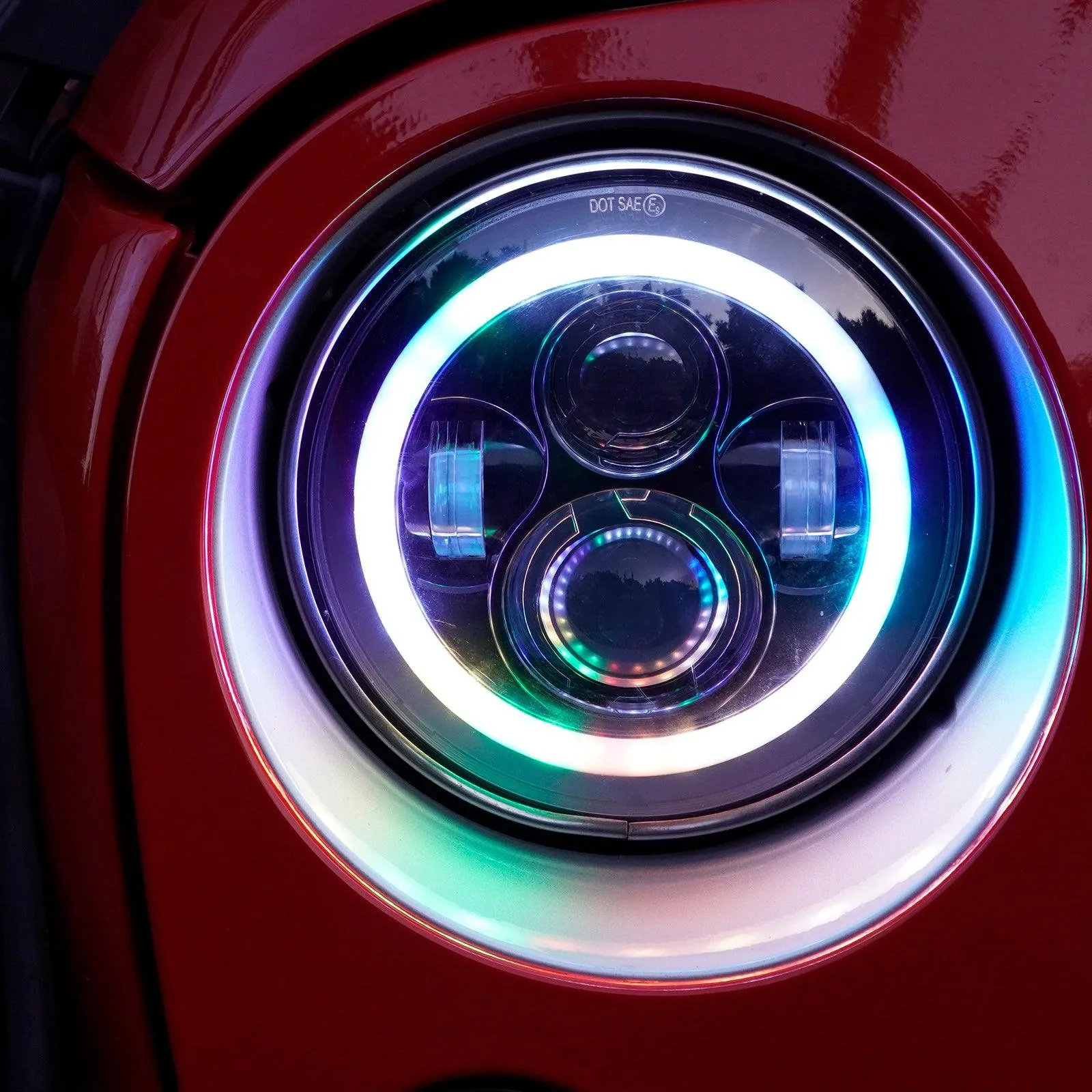 RGB 7 Inch Headlight   4 Inch Fog Light Combo for Jeep Wrangler JK TJ LJ CJ 1997-2018, Bluetooth Multi-color