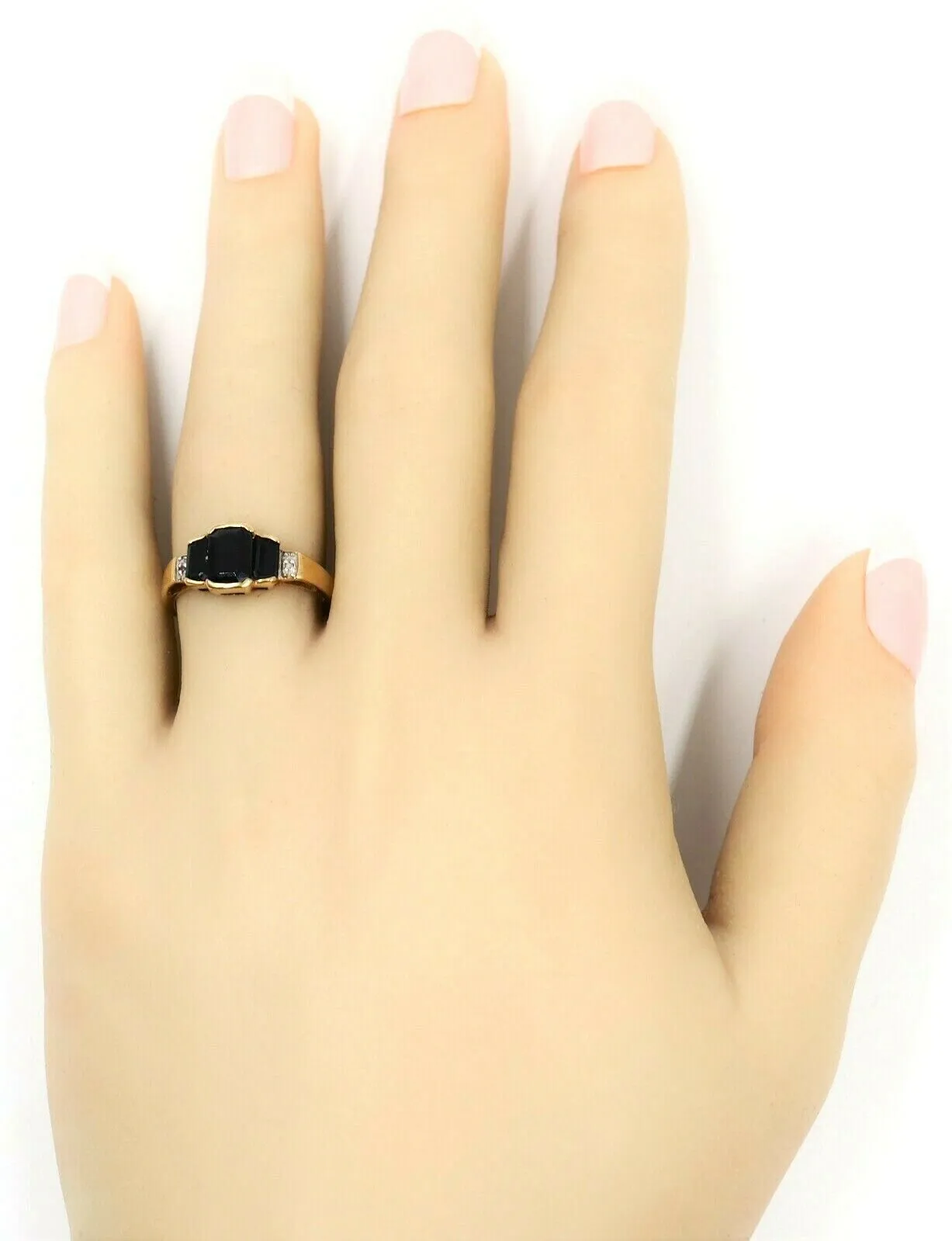 Sapphire & Diamond 9ct Yellow Gold Trilogy Dress Ring