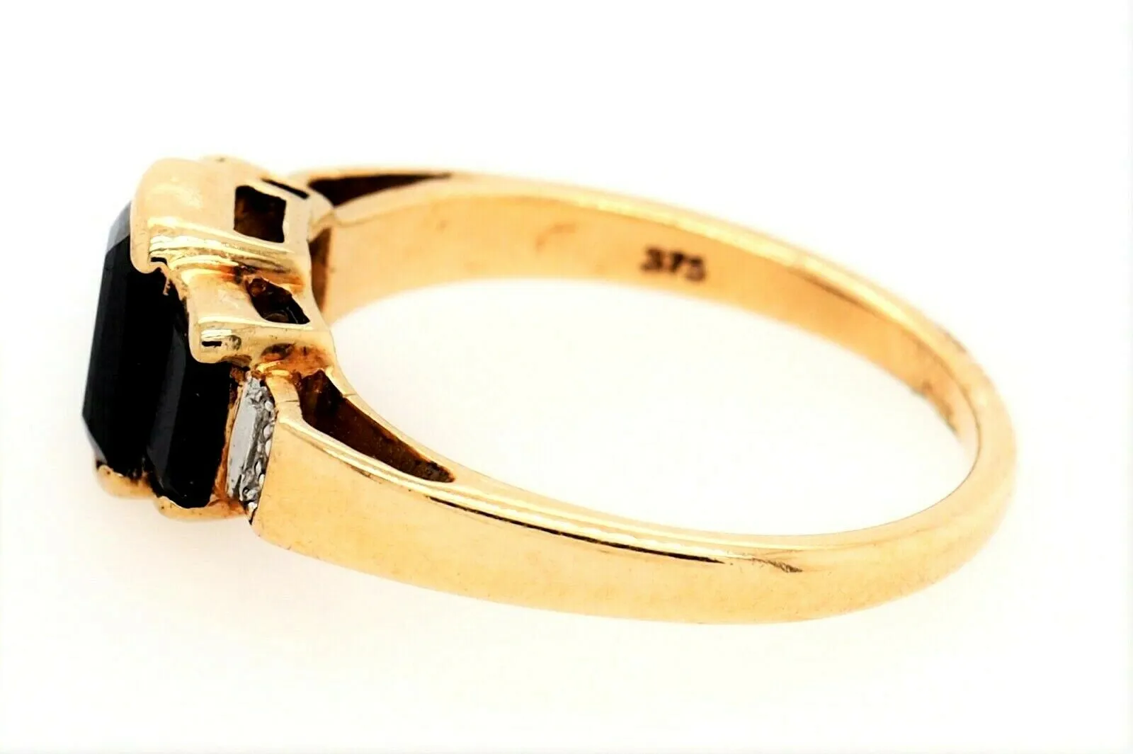Sapphire & Diamond 9ct Yellow Gold Trilogy Dress Ring