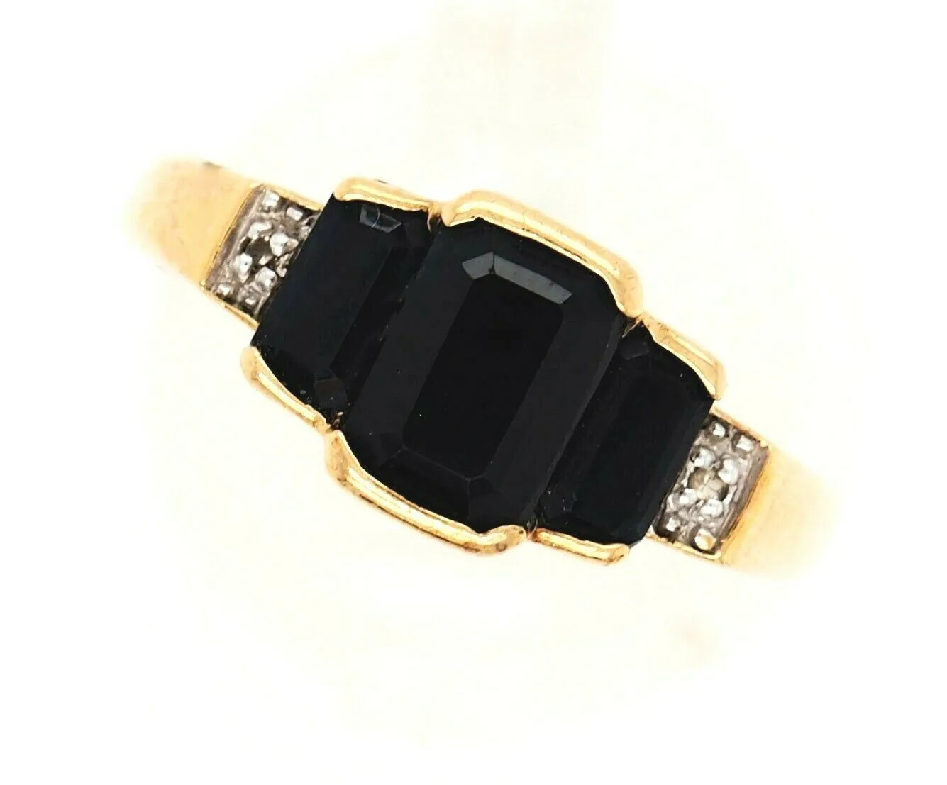 Sapphire & Diamond 9ct Yellow Gold Trilogy Dress Ring