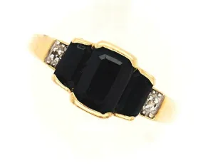 Sapphire & Diamond 9ct Yellow Gold Trilogy Dress Ring