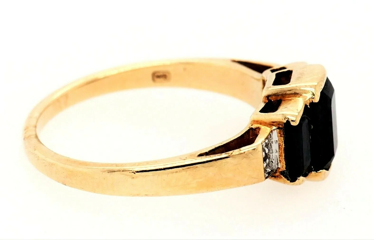 Sapphire & Diamond 9ct Yellow Gold Trilogy Dress Ring