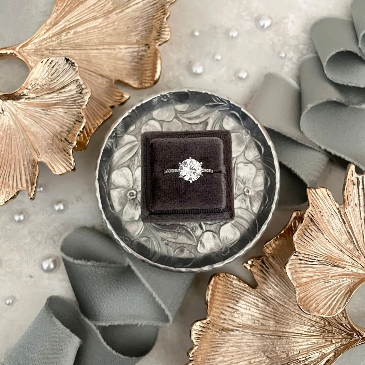 Square Gray Ring Box