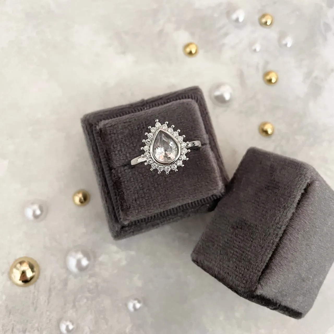 Square Gray Ring Box