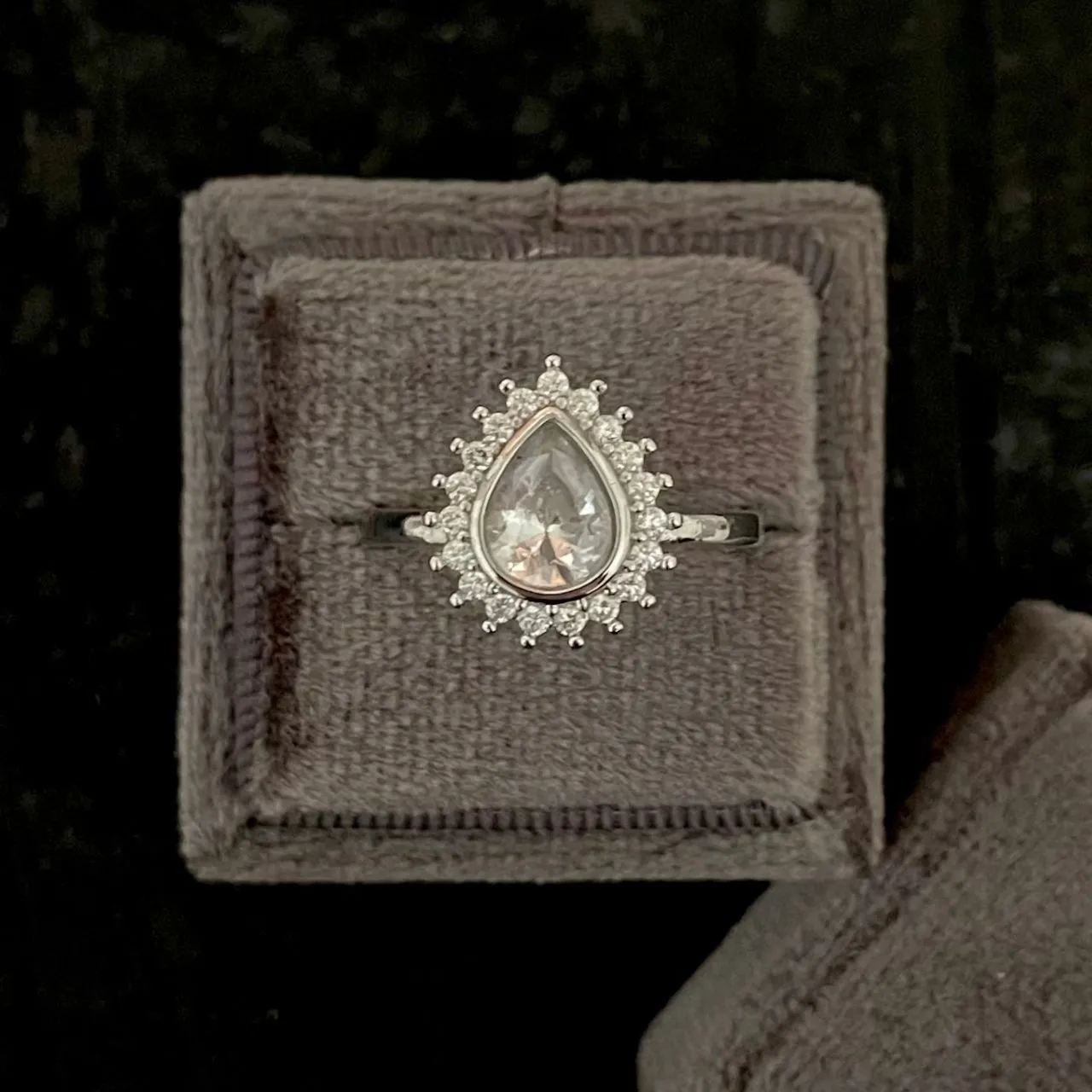 Square Gray Ring Box
