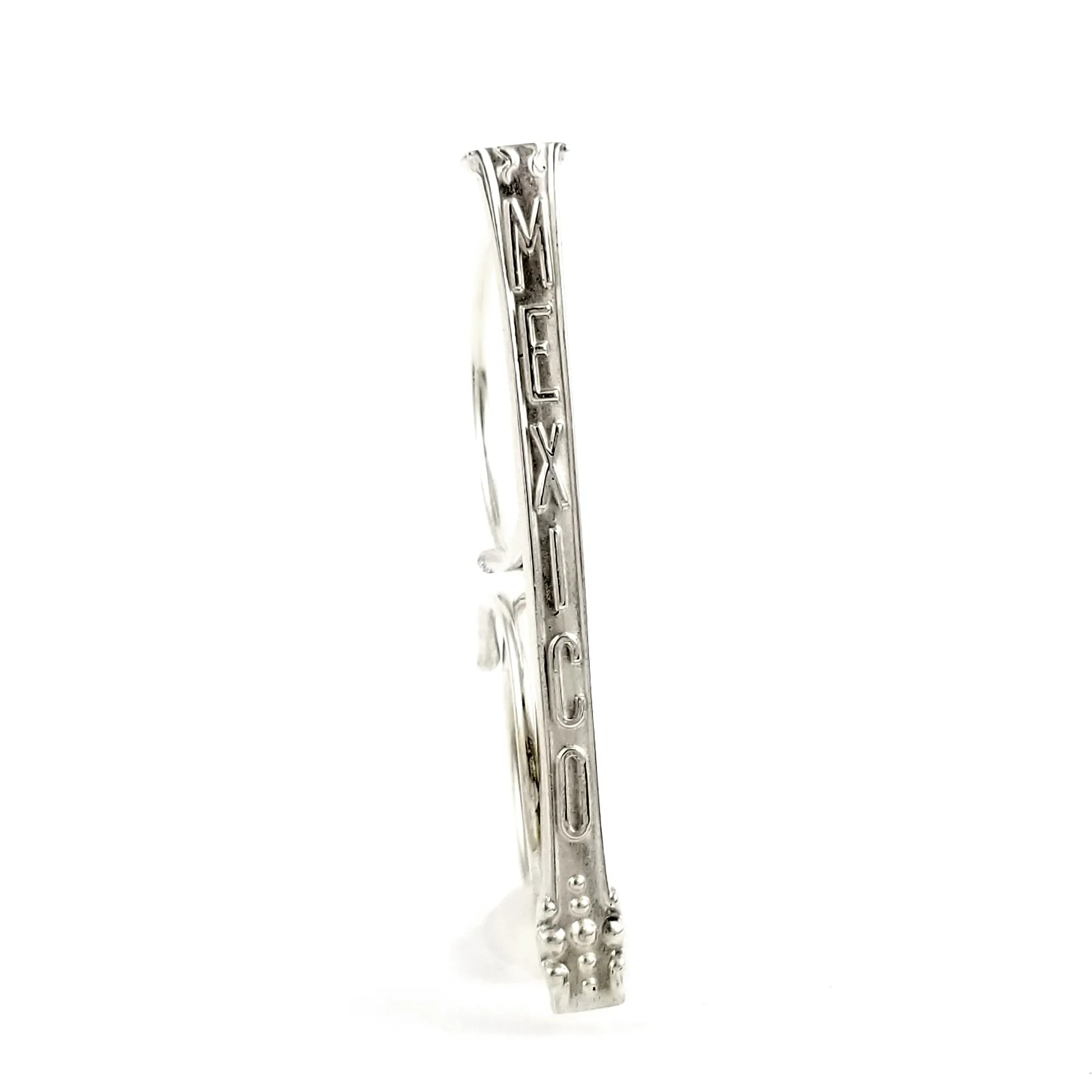 Sterling Silver Mexico Souvenir Spoon Knuckle Duster Ring
