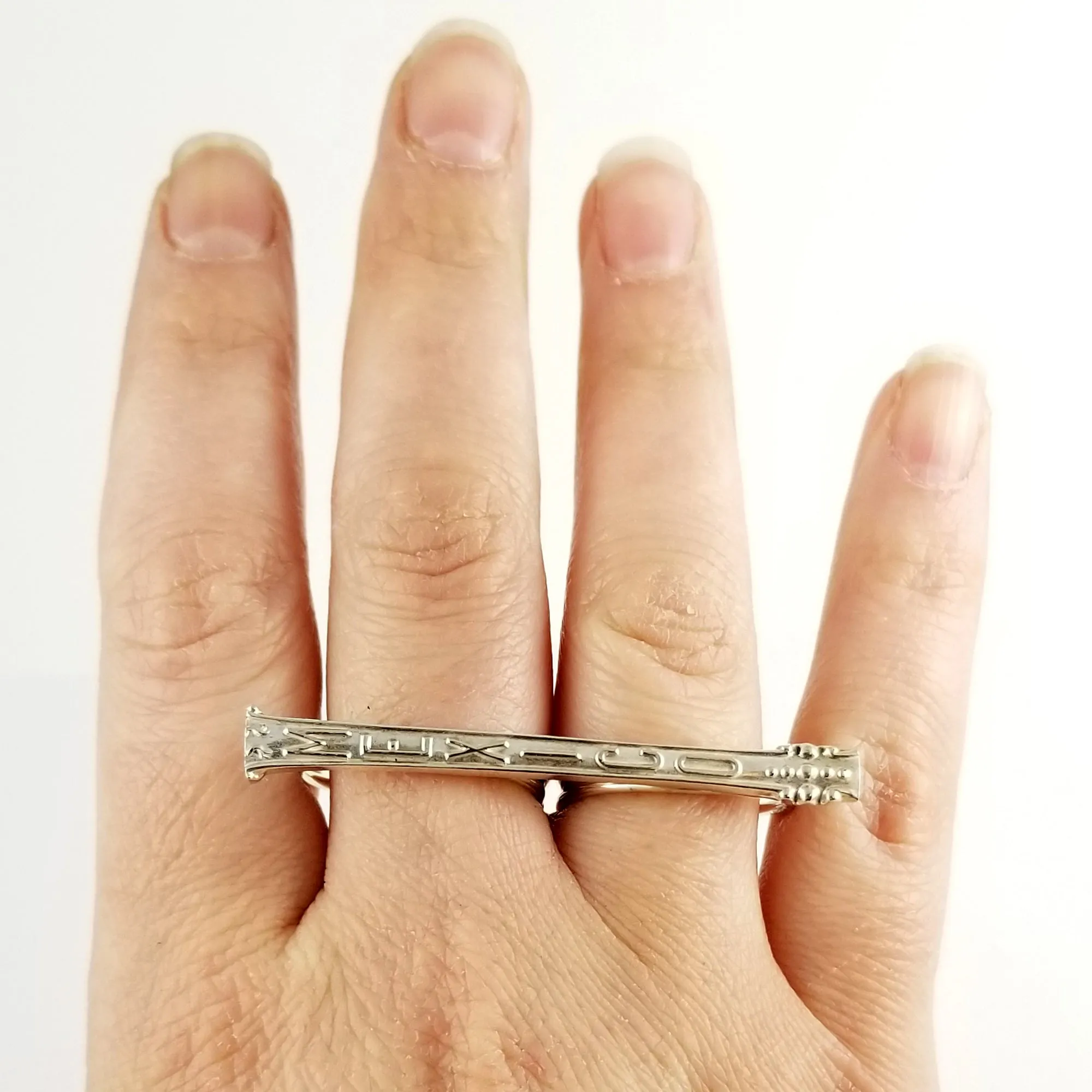 Sterling Silver Mexico Souvenir Spoon Knuckle Duster Ring