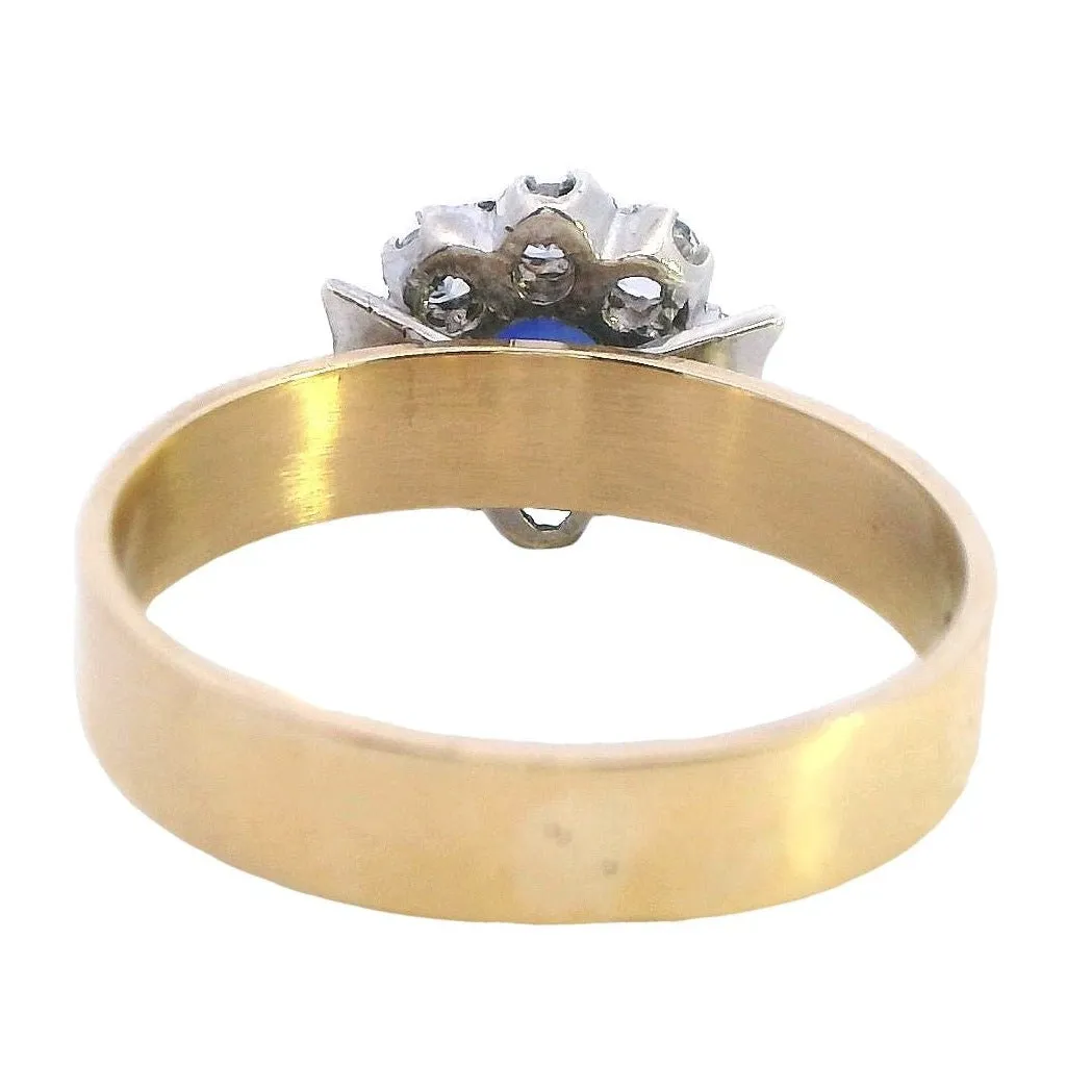 Stunning 9ct Yellow & White Gold Ring with 9 Radiant Synthetic Sapphire & Spinel