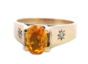 Stunning Yellow Gold Ring with Captivating Golden Sapphire and Diamonds