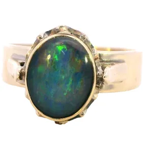 Sustainable Elegance: Radiant 9ct Yellow Gold Opal Triplet Ring