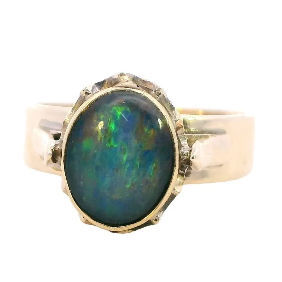 Sustainable Elegance: Radiant 9ct Yellow Gold Opal Triplet Ring