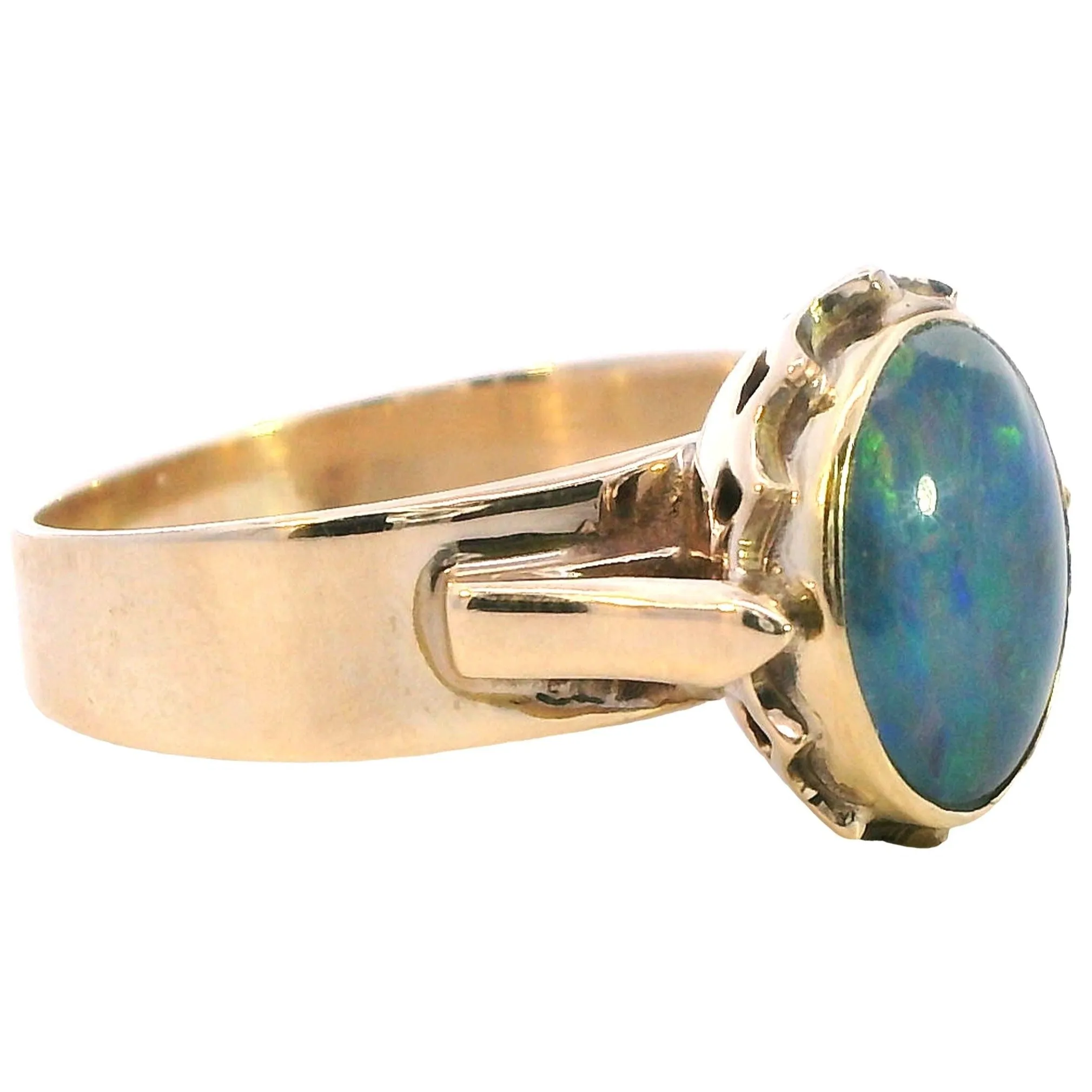 Sustainable Elegance: Radiant 9ct Yellow Gold Opal Triplet Ring