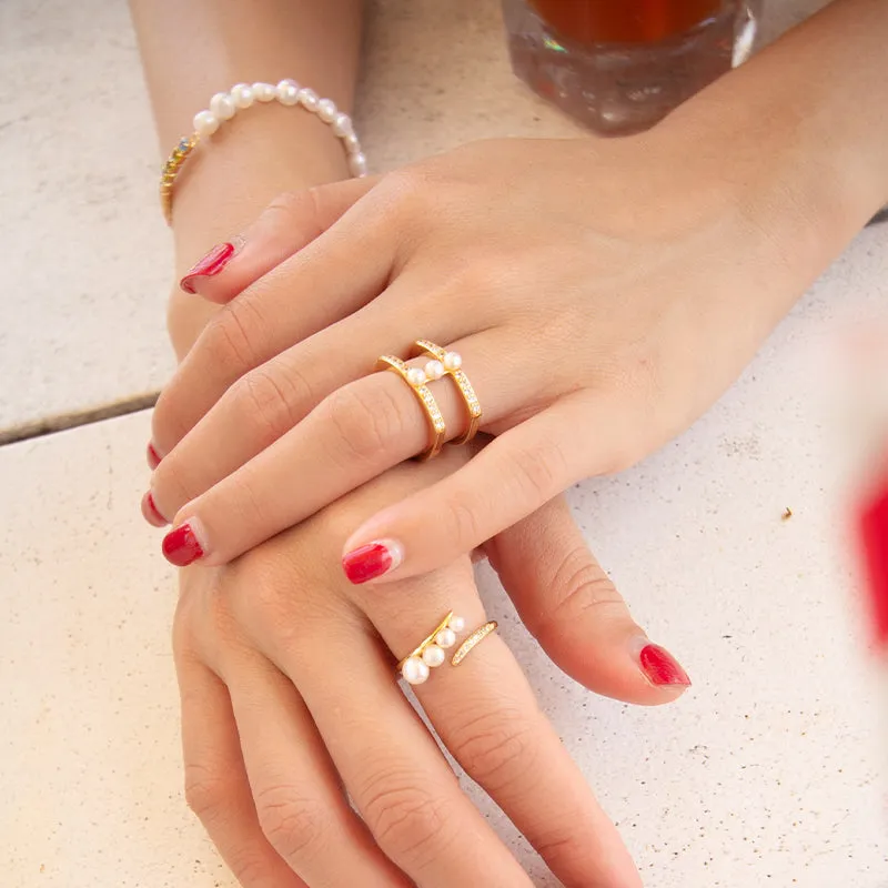 Swirl Ring w Freshwater Pearls