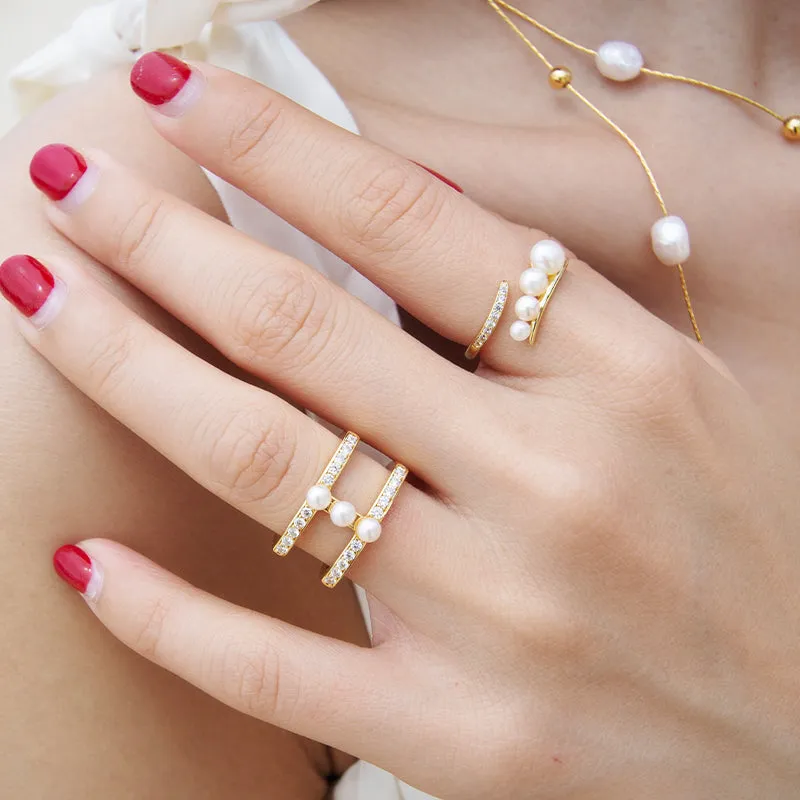 Swirl Ring w Freshwater Pearls
