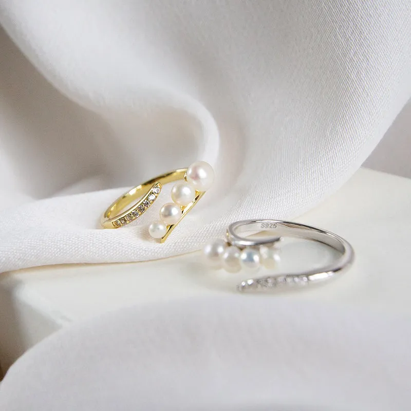 Swirl Ring w Freshwater Pearls