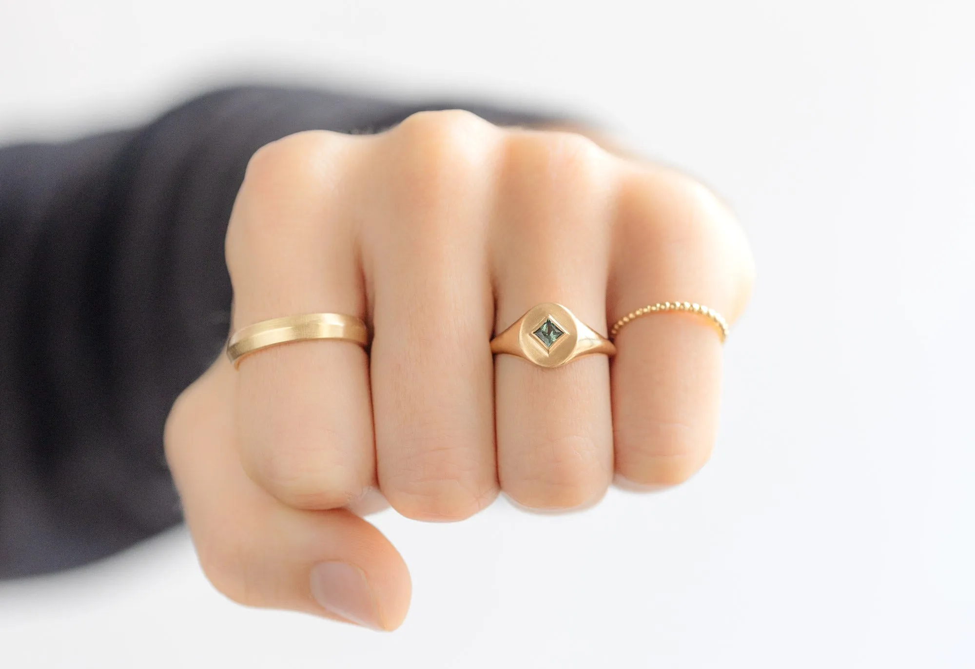 The Signet Ring with a .40ct Kite-Shaped Montana Sapphire