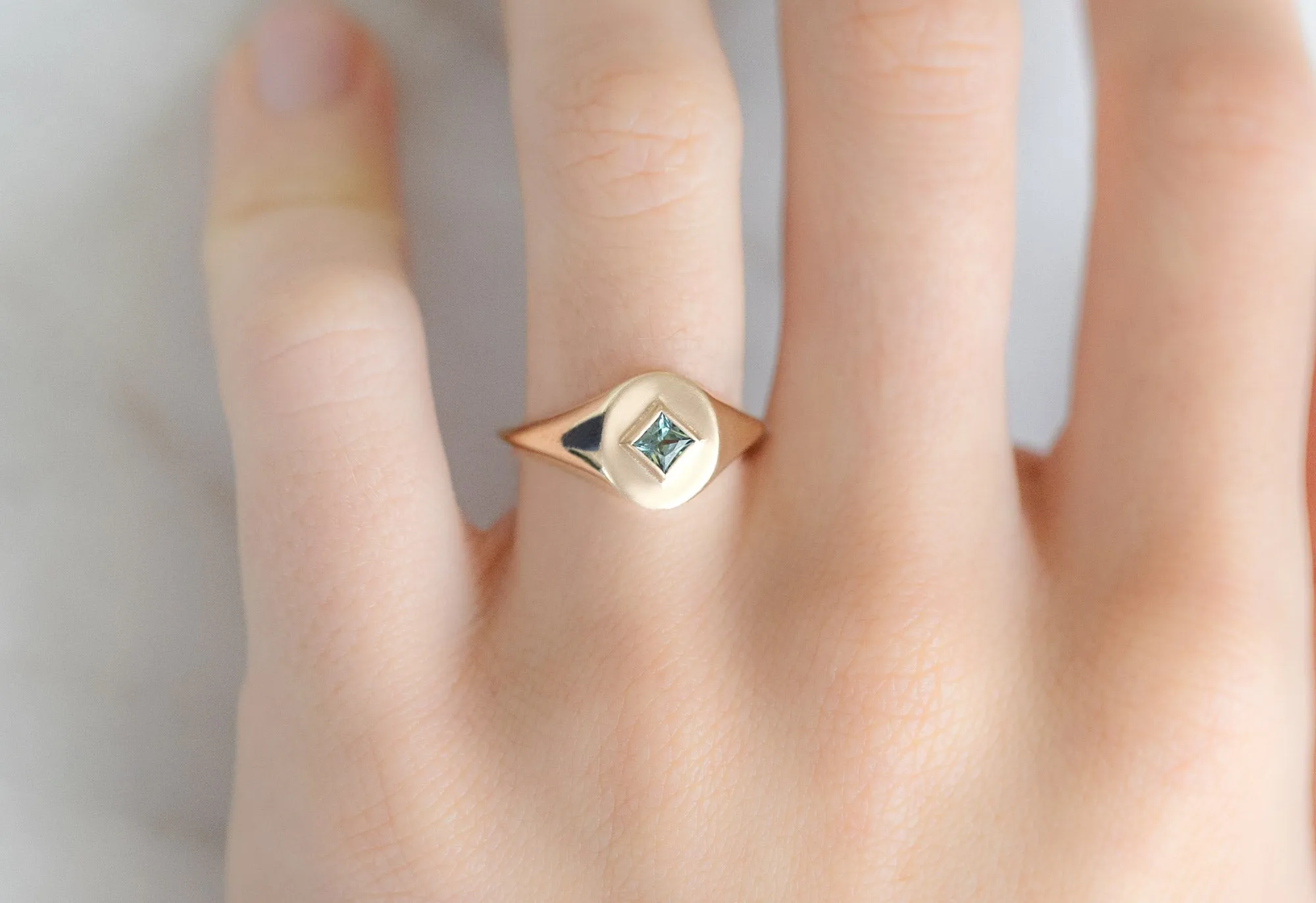 The Signet Ring with a .40ct Kite-Shaped Montana Sapphire