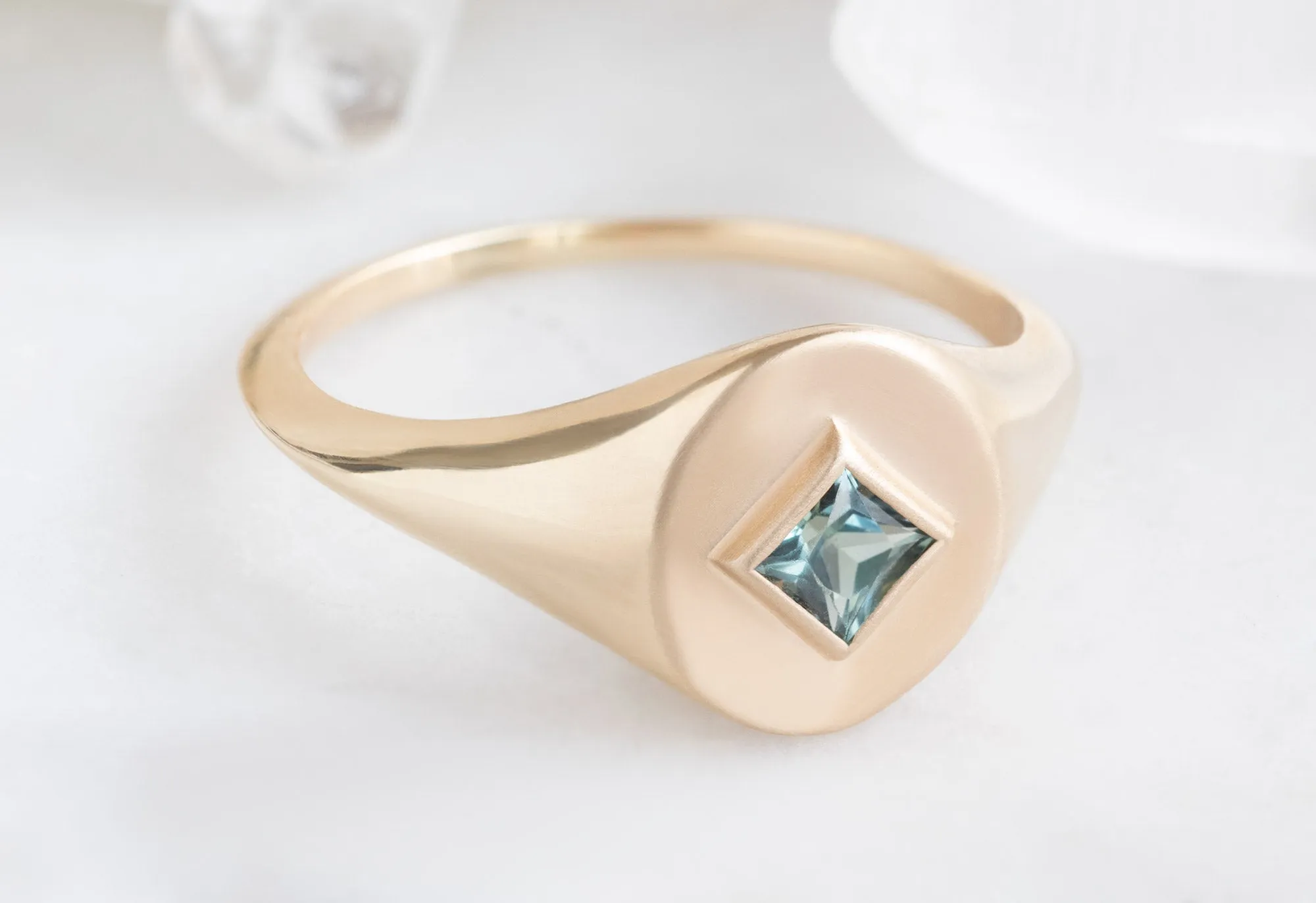 The Signet Ring with a .40ct Kite-Shaped Montana Sapphire
