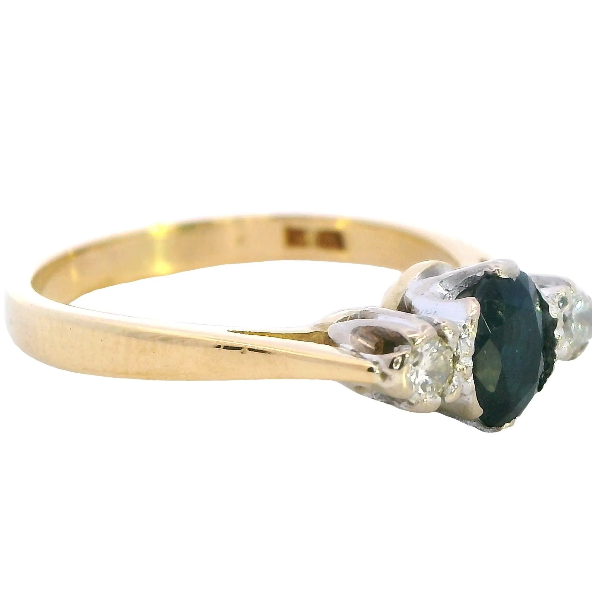 Timeless Elegance 18ct Yellow & White Gold 3 stone Sapphire & Diamond Ring