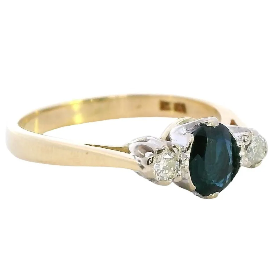 Timeless Elegance 18ct Yellow & White Gold 3 stone Sapphire & Diamond Ring