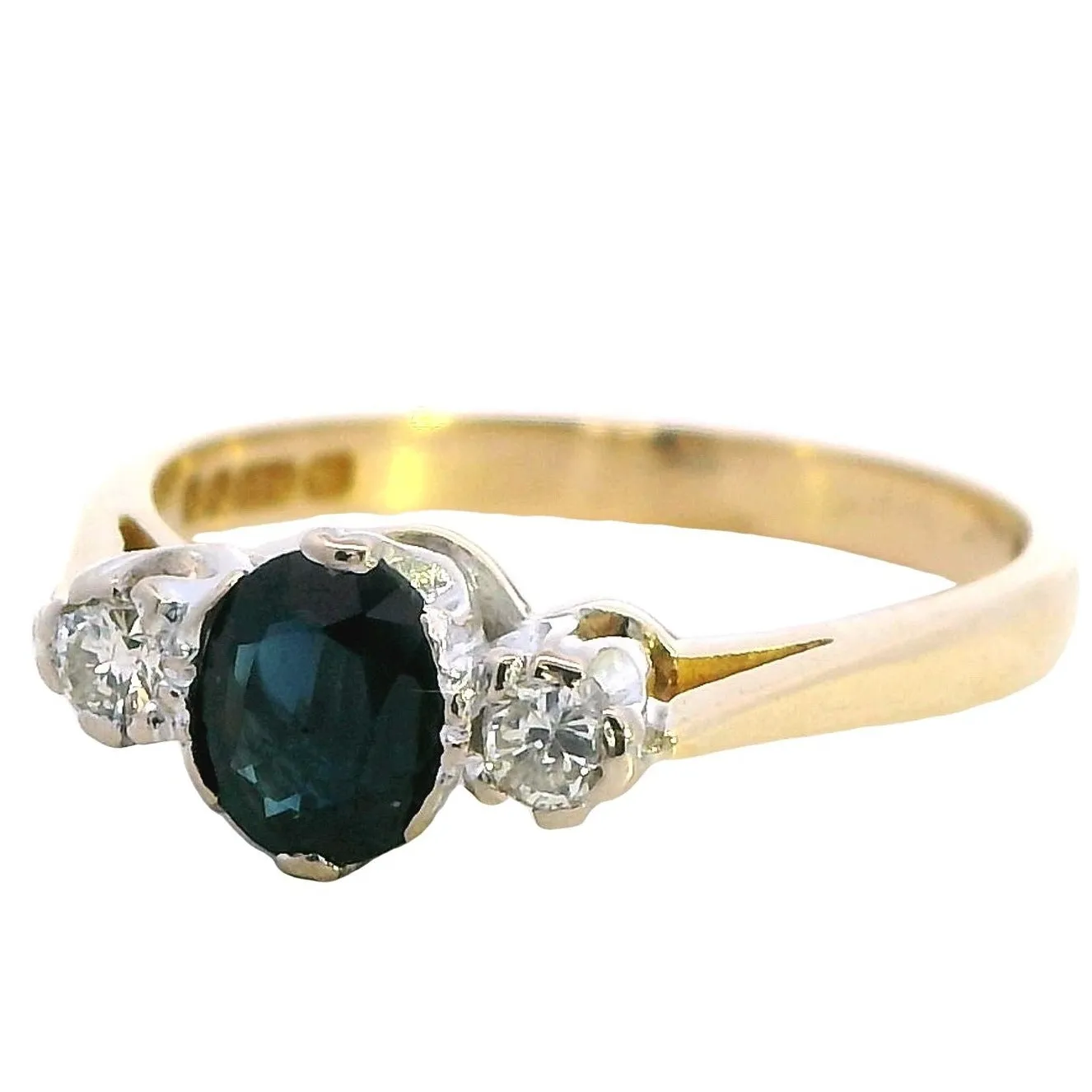 Timeless Elegance 18ct Yellow & White Gold 3 stone Sapphire & Diamond Ring