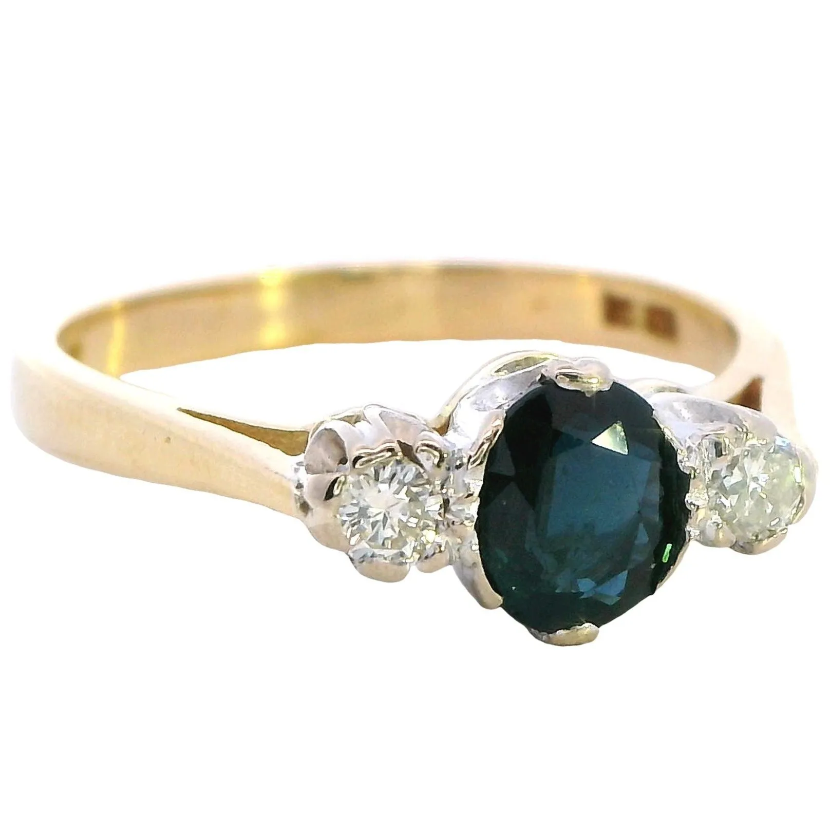 Timeless Elegance 18ct Yellow & White Gold 3 stone Sapphire & Diamond Ring