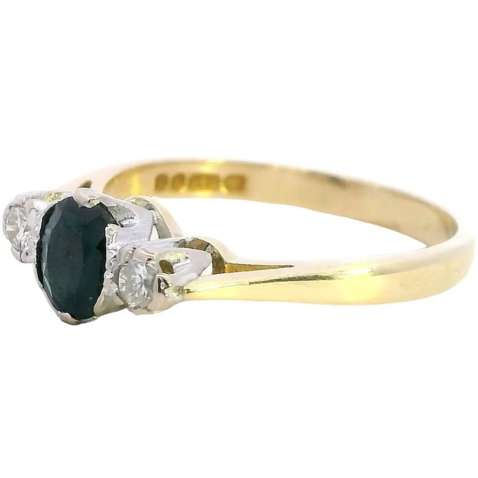 Timeless Elegance 18ct Yellow & White Gold 3 stone Sapphire & Diamond Ring