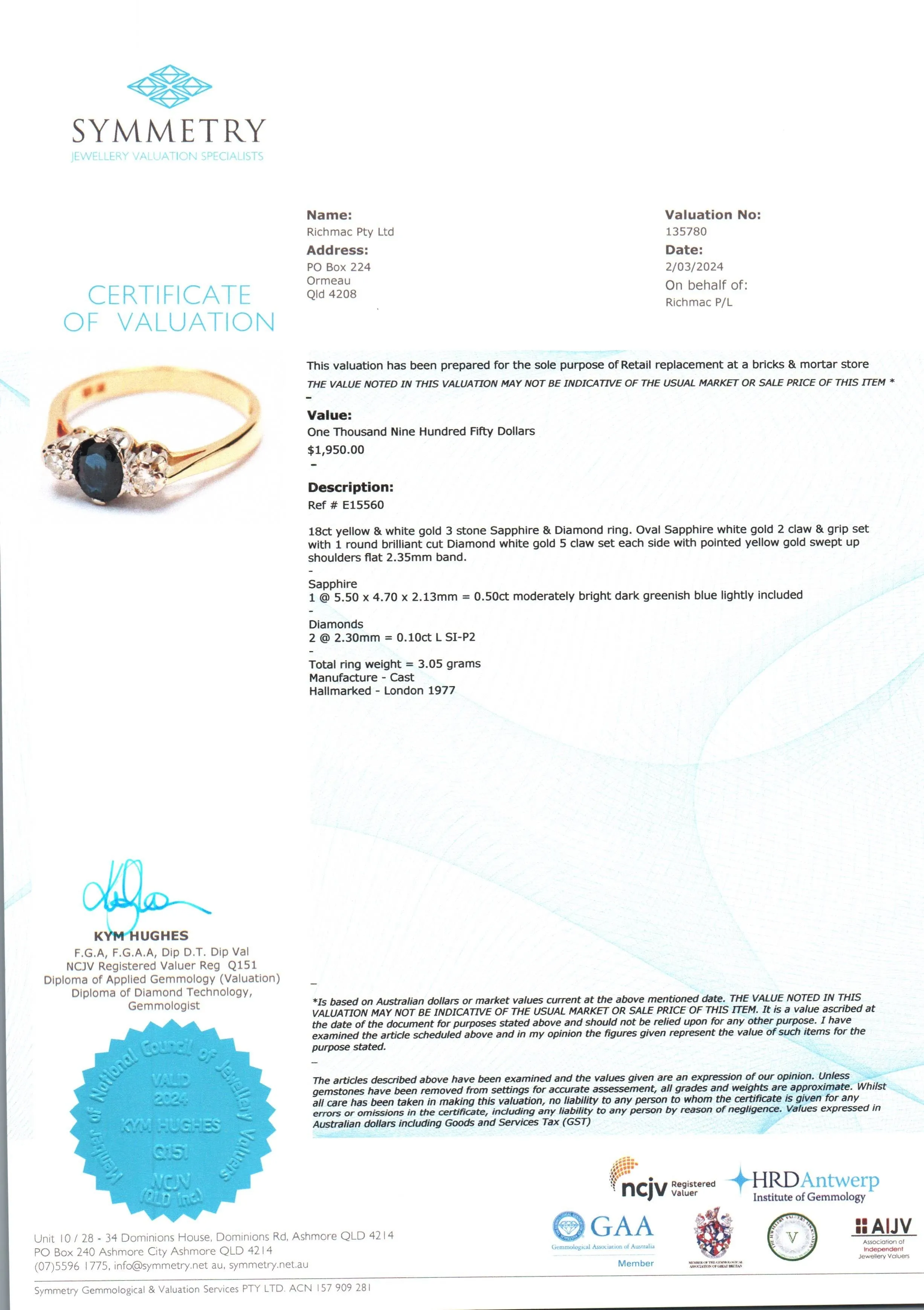 Timeless Elegance 18ct Yellow & White Gold 3 stone Sapphire & Diamond Ring