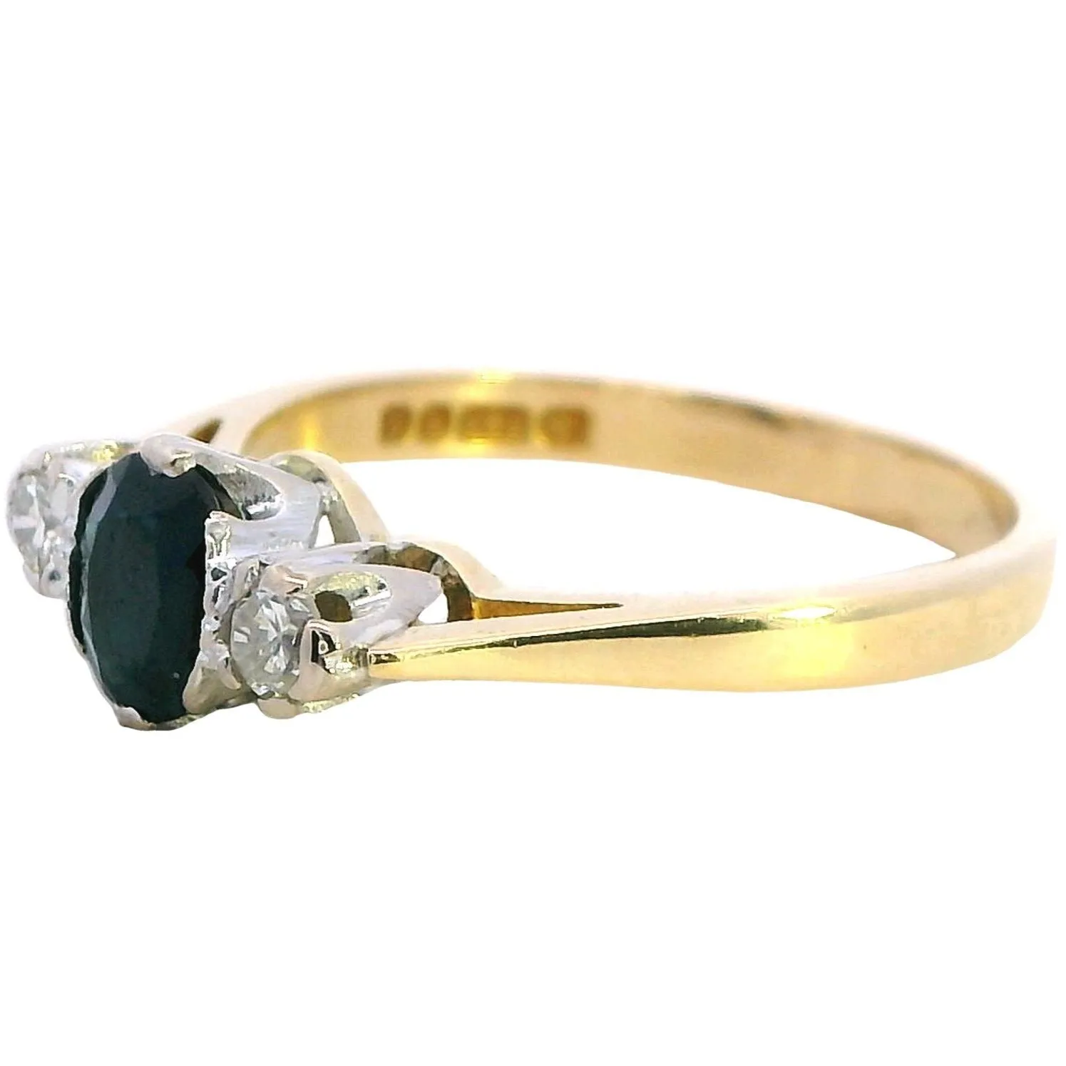 Timeless Elegance 18ct Yellow & White Gold 3 stone Sapphire & Diamond Ring