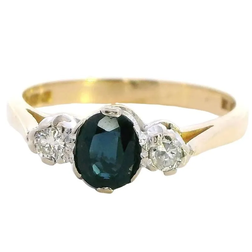 Timeless Elegance 18ct Yellow & White Gold 3 stone Sapphire & Diamond Ring