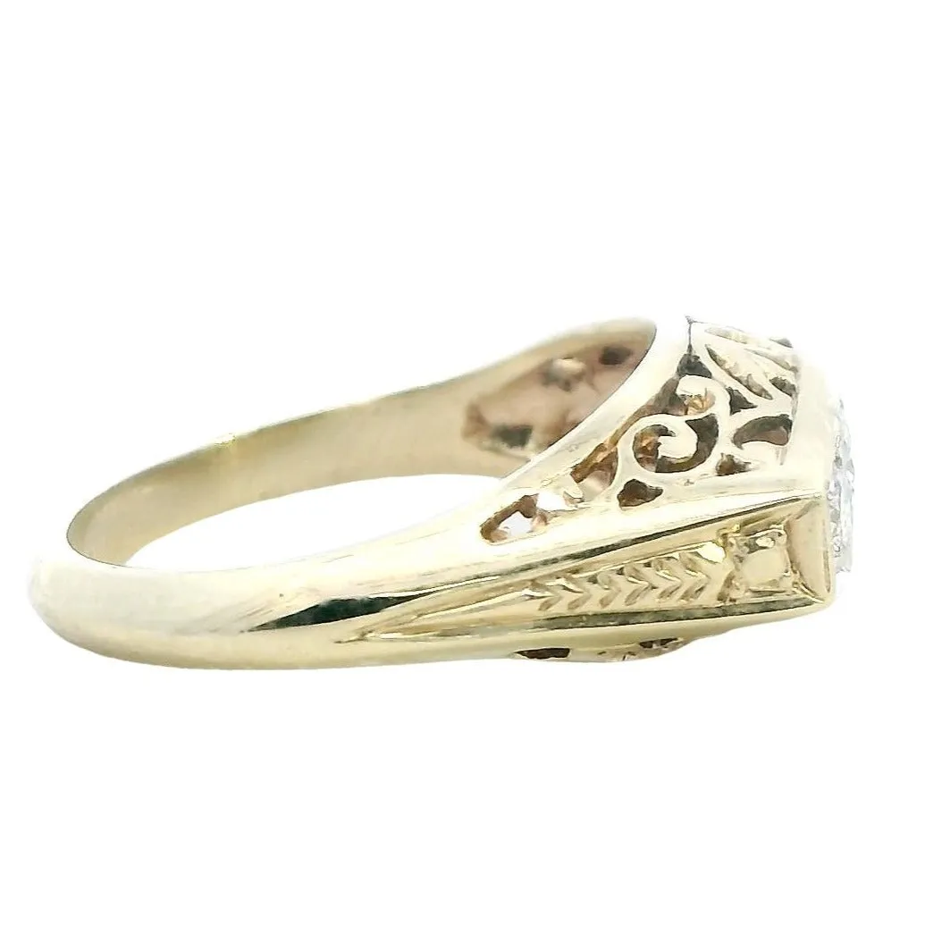 Timeless Vintage 9ct Yellow & White Gold Diamond Ring
