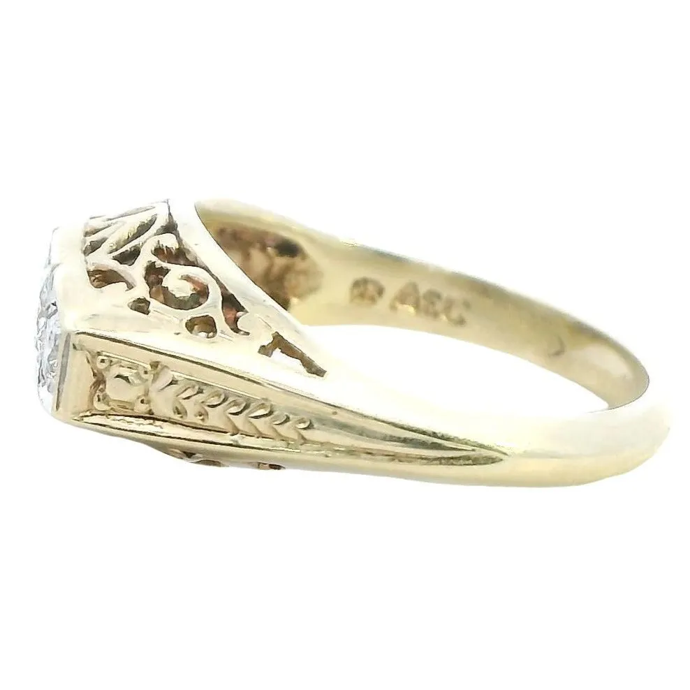 Timeless Vintage 9ct Yellow & White Gold Diamond Ring