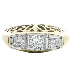 Timeless Vintage 9ct Yellow & White Gold Diamond Ring