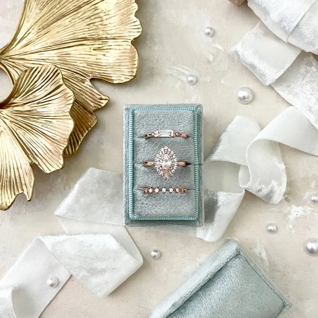 Triple Slot Velvet Ring Box Pastel Styling Kit