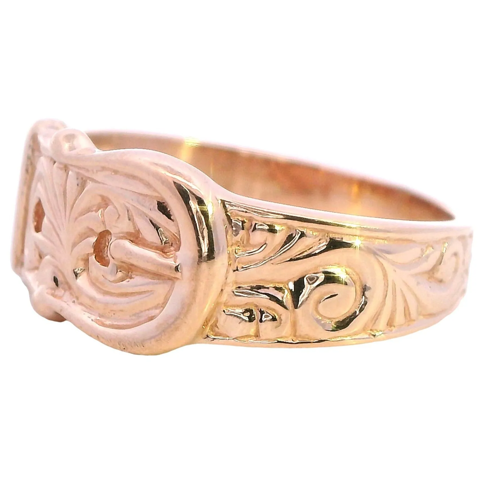 Vintage 9ct Yellow Gold Belt Buckle Ring - Unique Elegance
