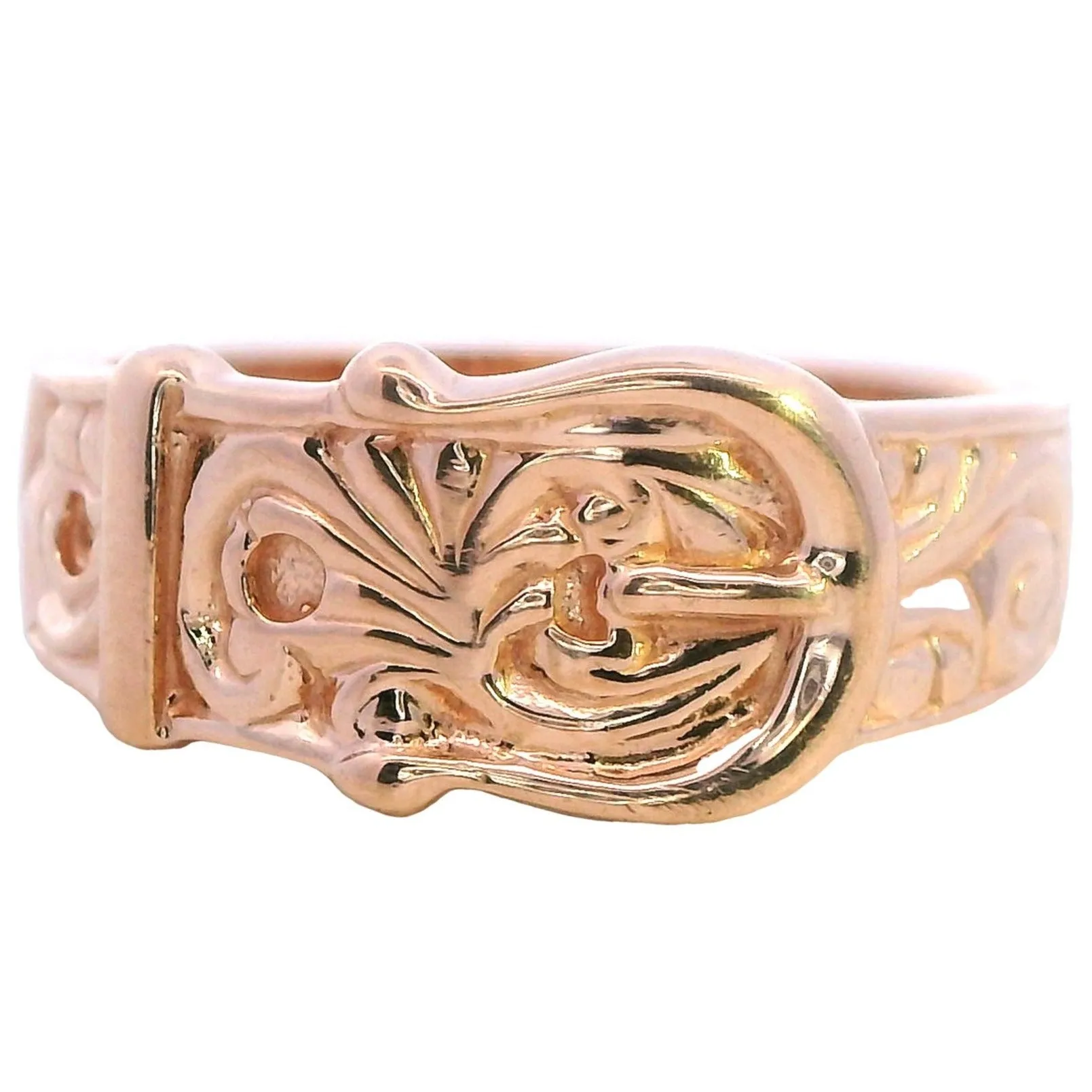 Vintage 9ct Yellow Gold Belt Buckle Ring - Unique Elegance