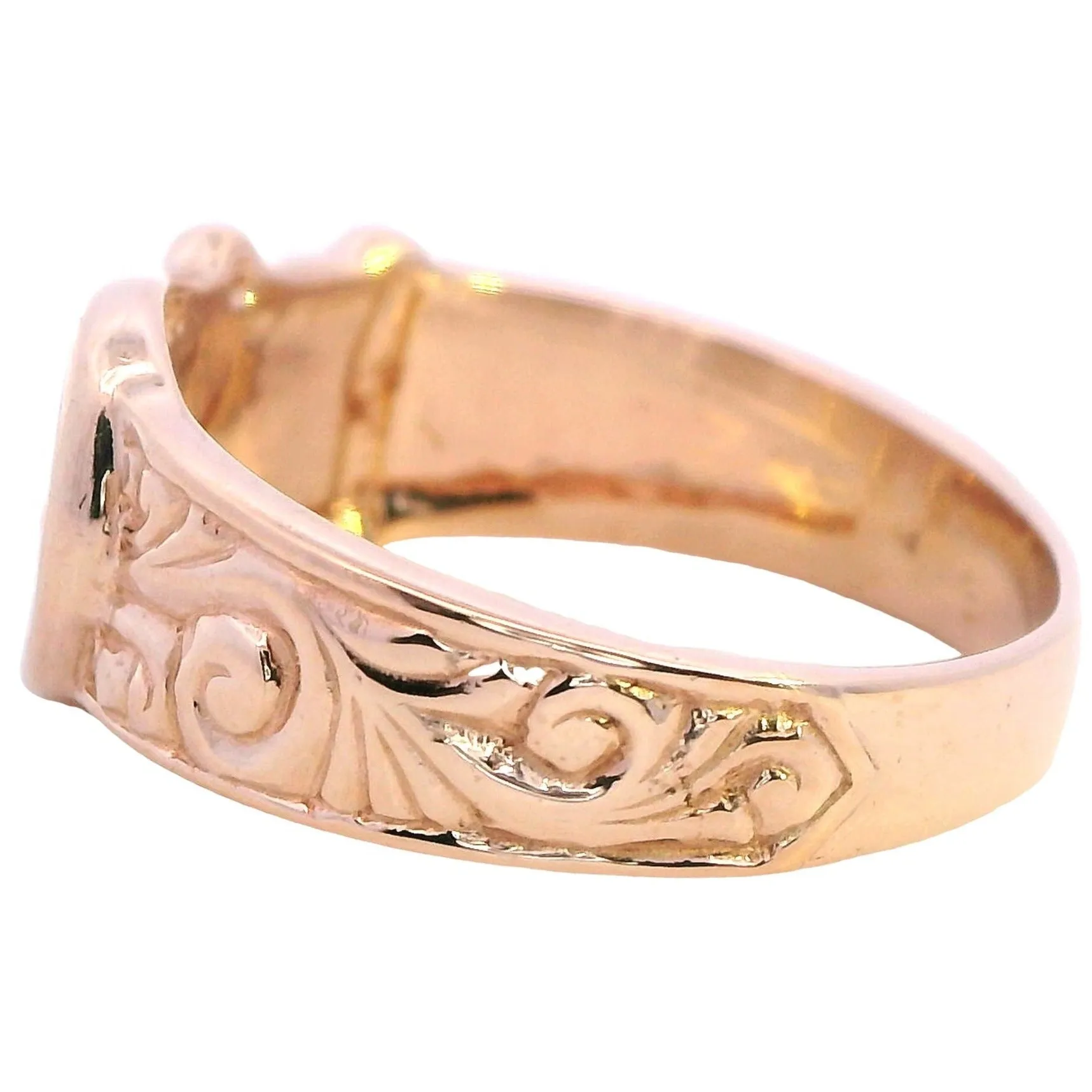 Vintage 9ct Yellow Gold Belt Buckle Ring - Unique Elegance