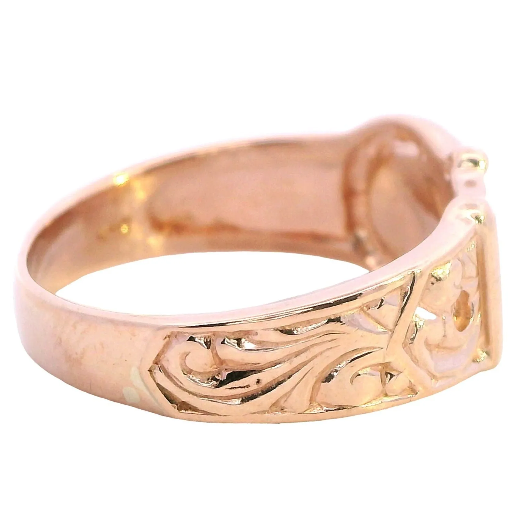 Vintage 9ct Yellow Gold Belt Buckle Ring - Unique Elegance
