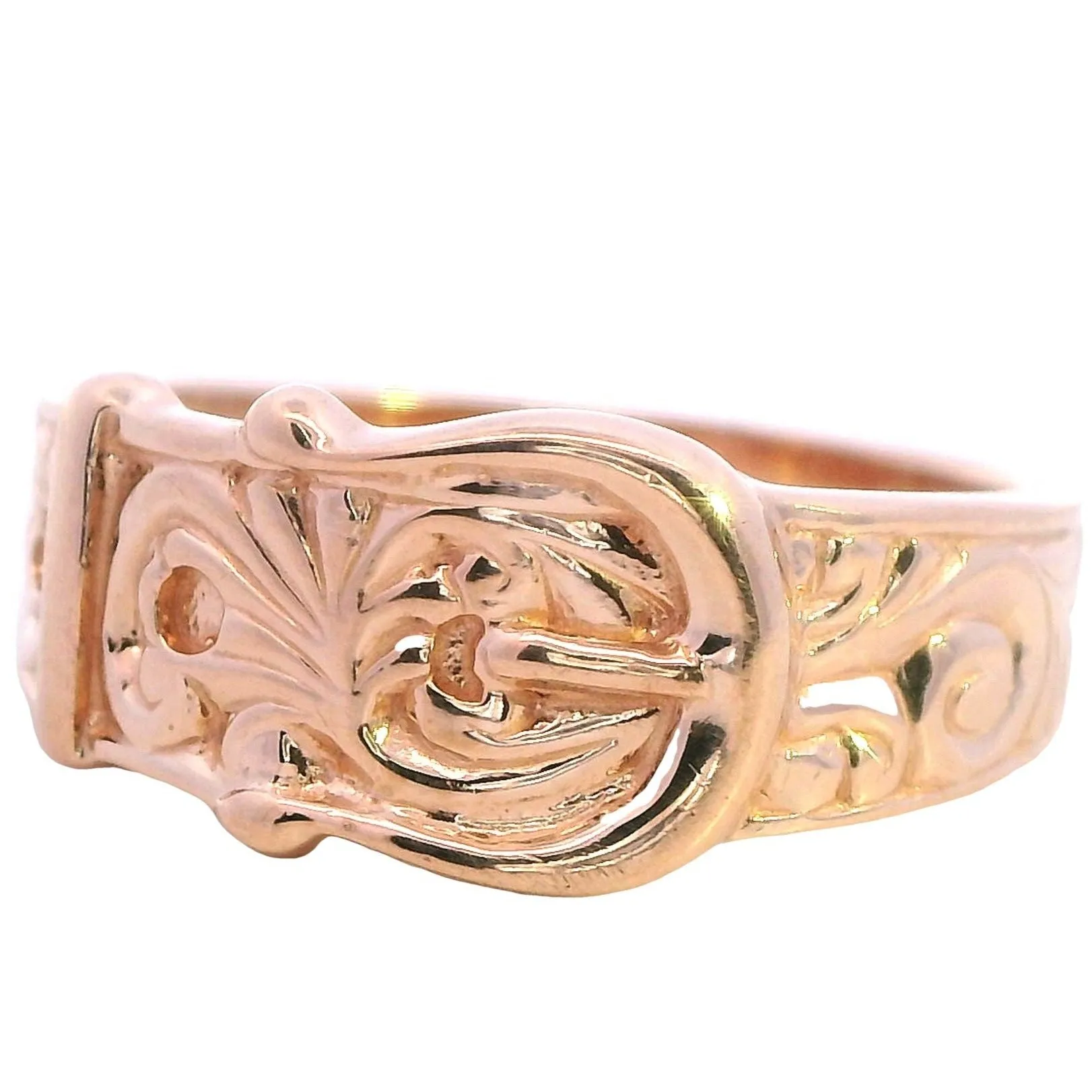 Vintage 9ct Yellow Gold Belt Buckle Ring - Unique Elegance