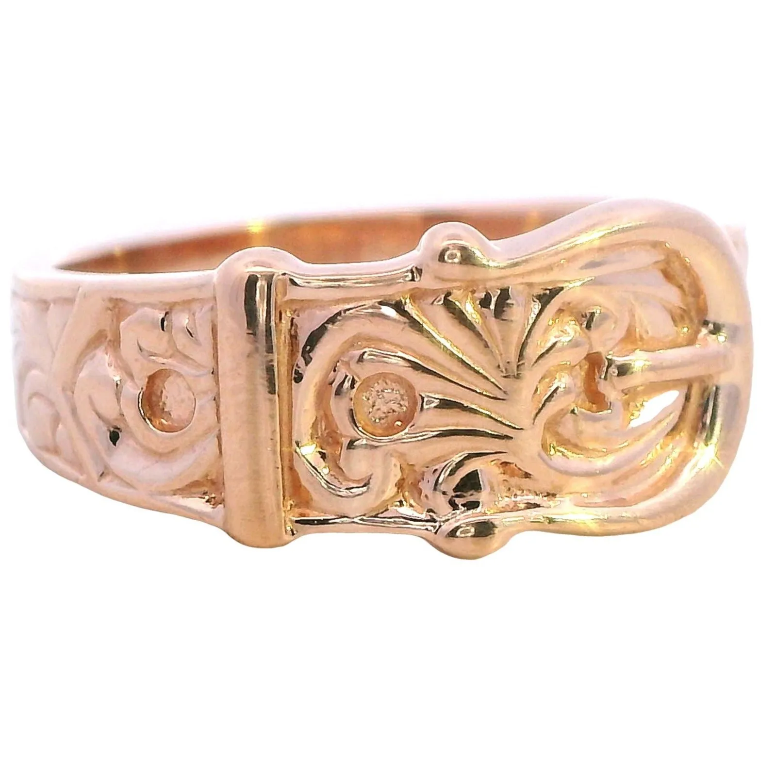 Vintage 9ct Yellow Gold Belt Buckle Ring - Unique Elegance
