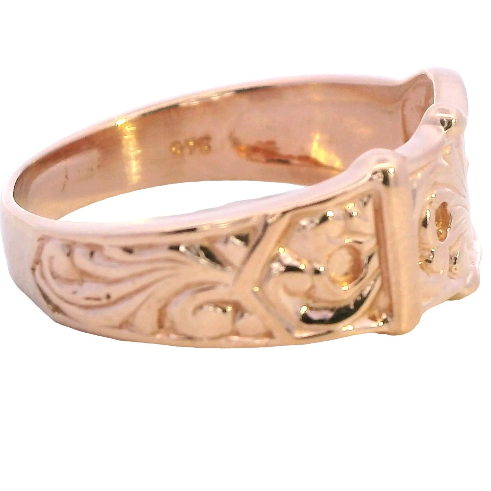 Vintage 9ct Yellow Gold Belt Buckle Ring - Unique Elegance