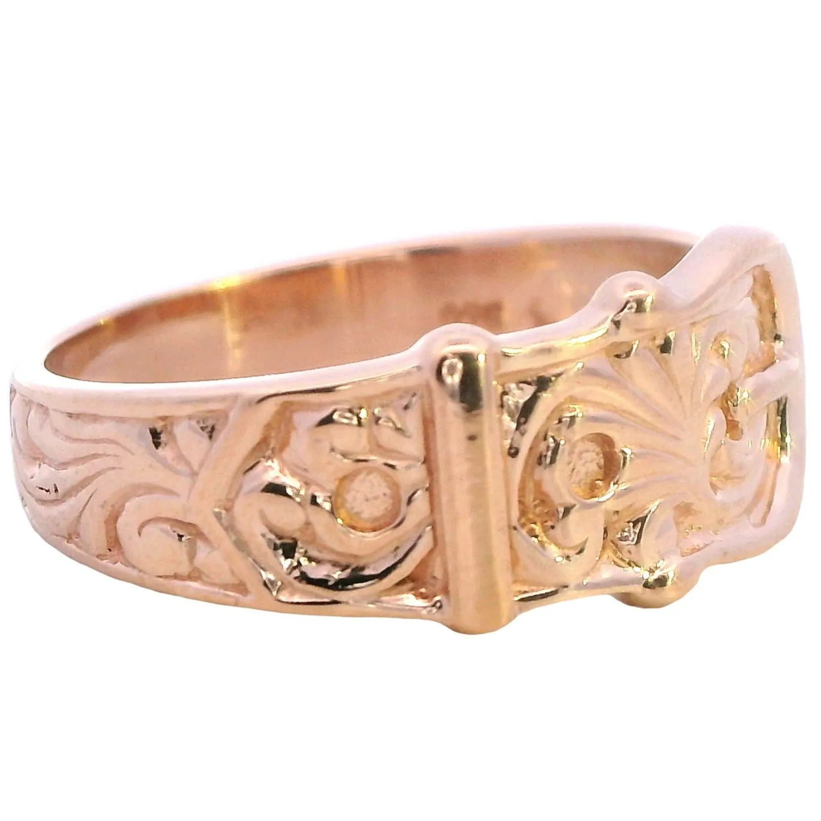 Vintage 9ct Yellow Gold Belt Buckle Ring - Unique Elegance