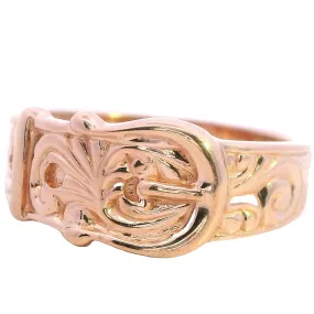 Vintage 9ct Yellow Gold Belt Buckle Ring - Unique Elegance